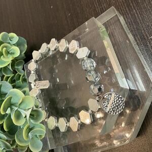 Erimish Silver Metal Disc Extended Size Bracelet